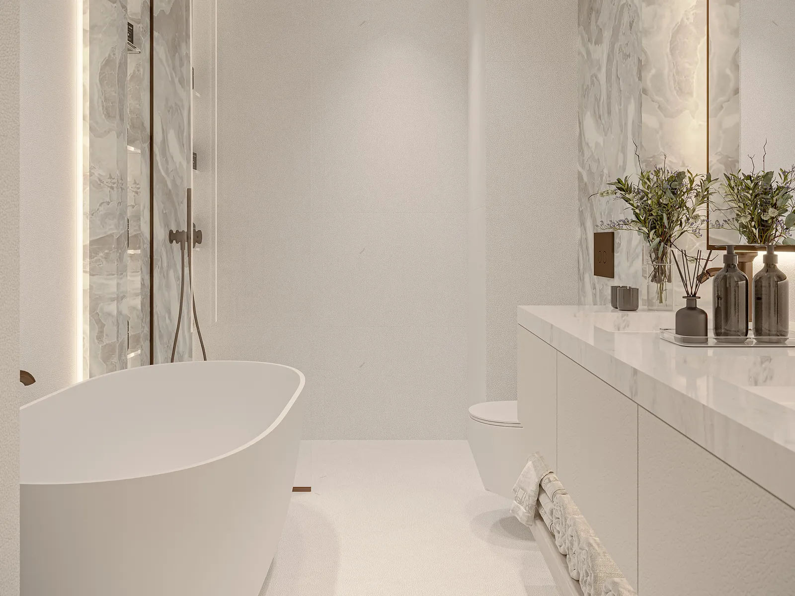 113 Residences, Badezimmer mit freistehender Wanne