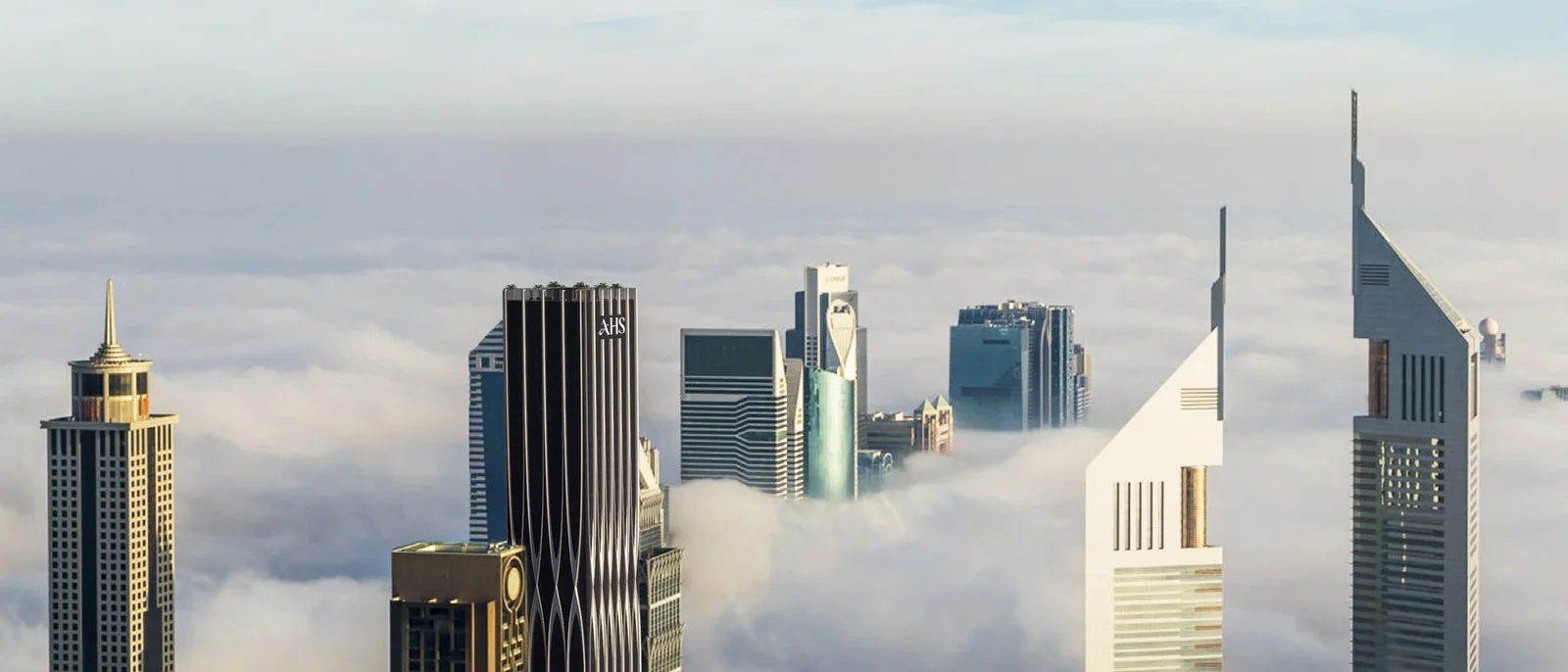 AHS Tower, Turm &uuml;ber den Wolken an der Sheikh Zayed Road