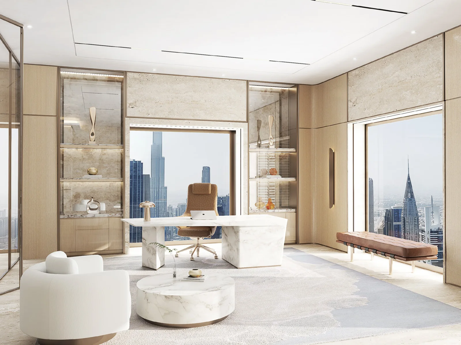 AHS Tower, Chef-Etage mit Blick auf Burj Khalifa