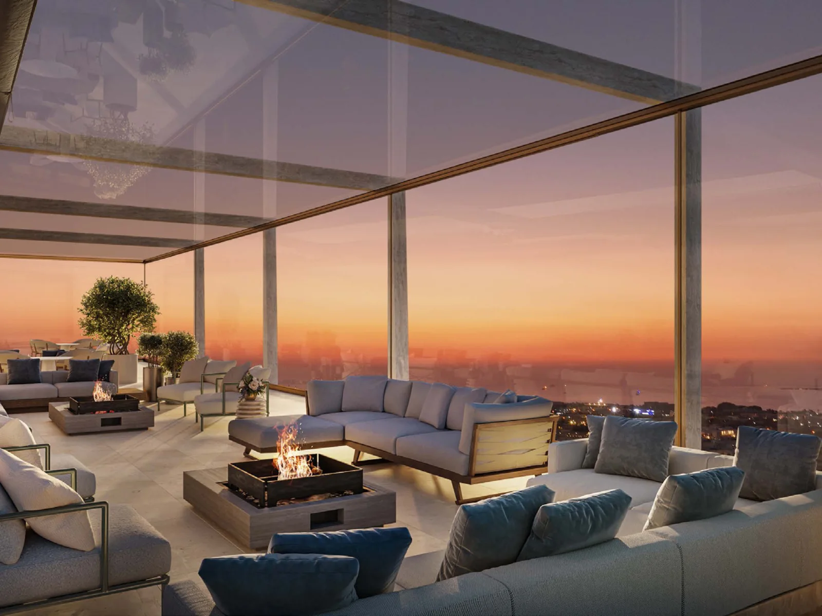 AHS Tower, Sky Terrace bei Sonnenuntergang