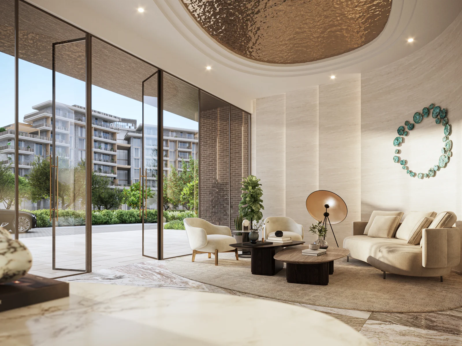 Arancia Yards, Residents-Lobby mit warmen Materialien