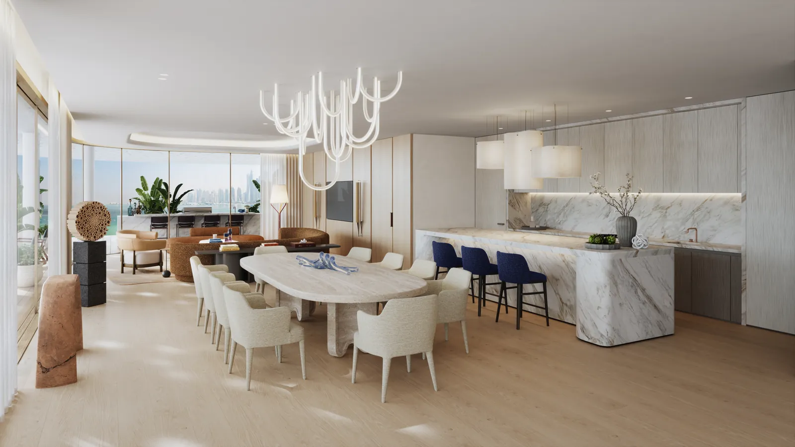 Dubai Harbour Residences, Ess- und Küchenbereich im Penthouse