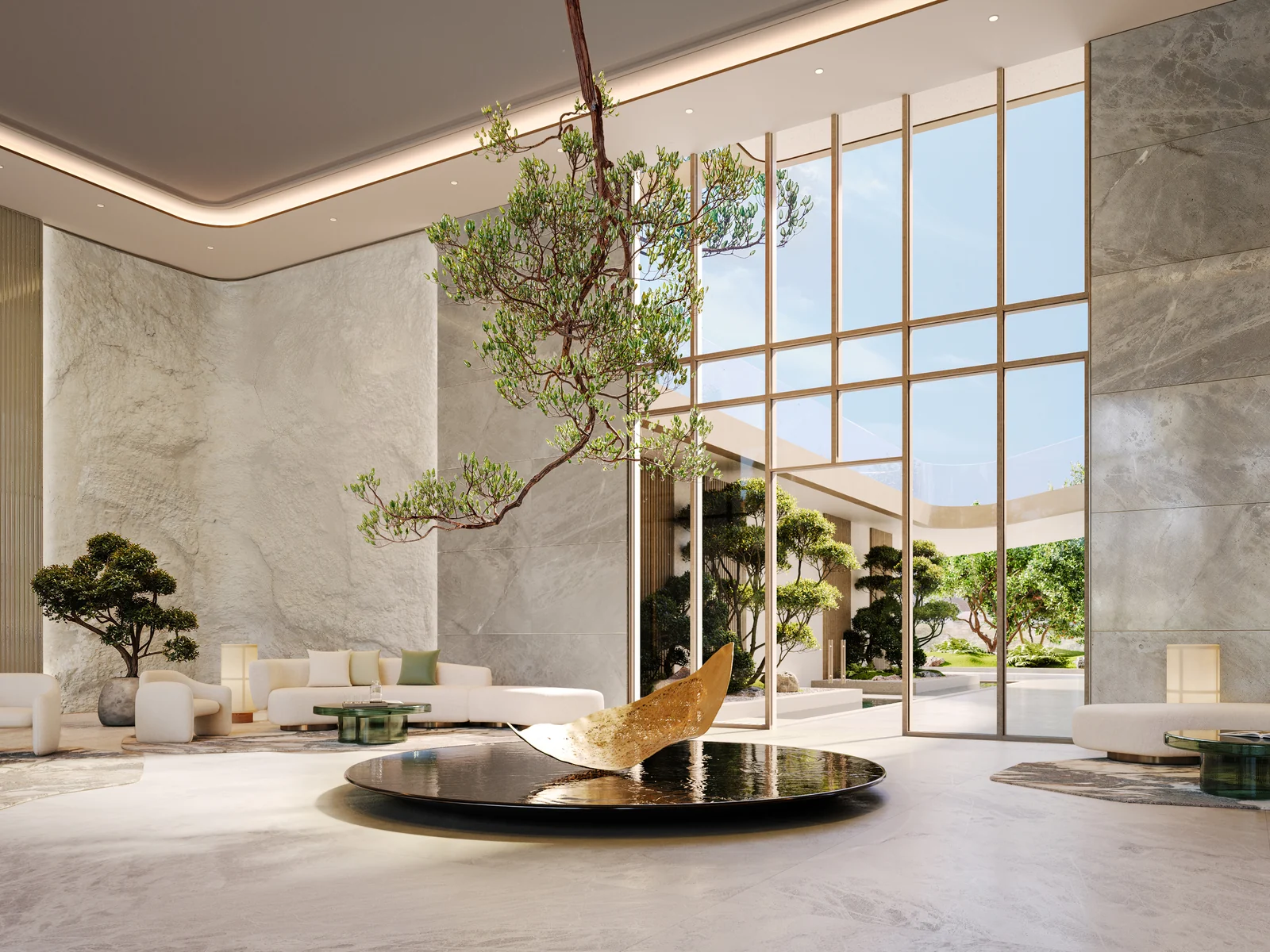Hado, Lobby-Entree mit Marmor und Skulptur